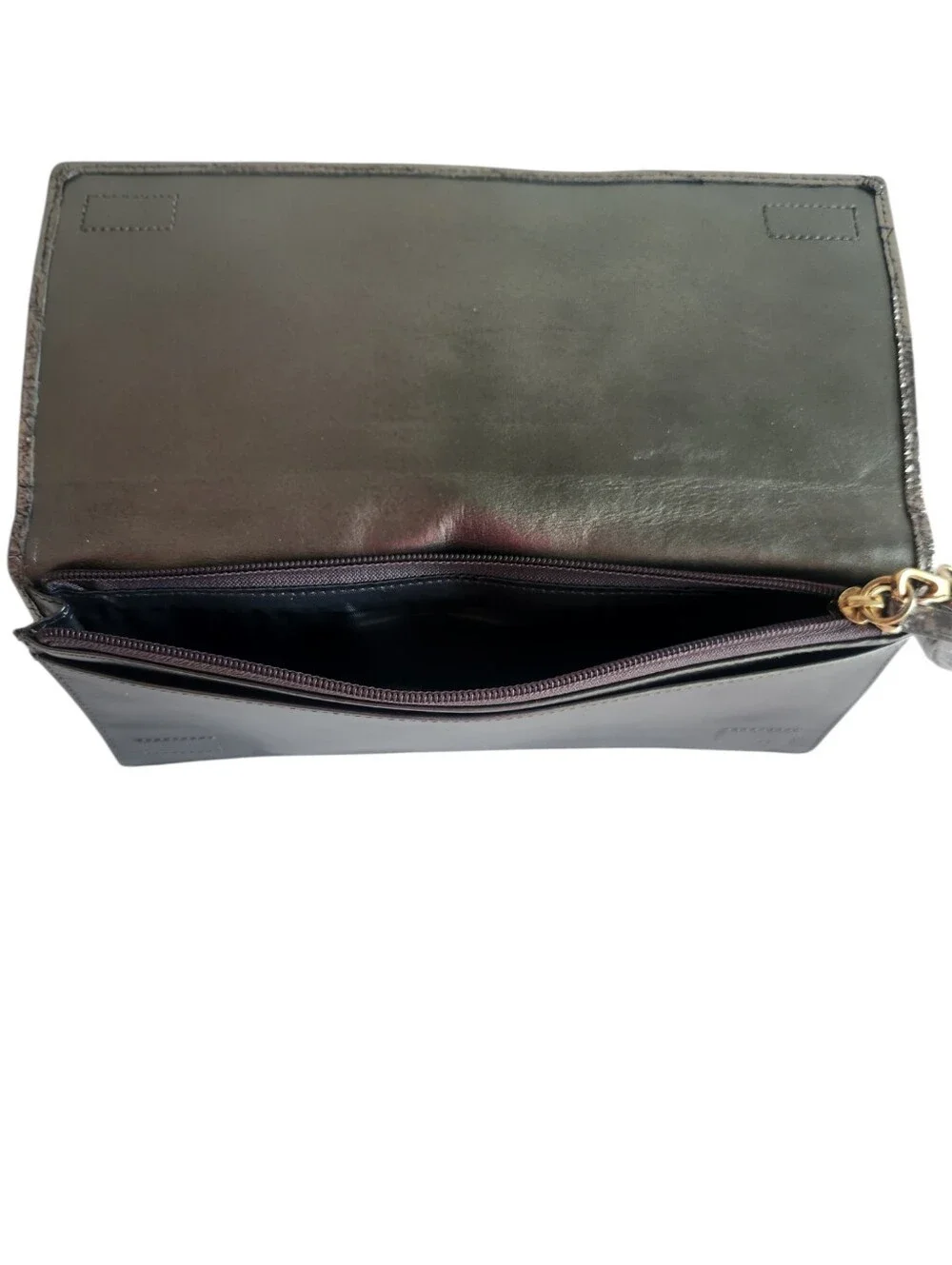 Lodis Metallic Silver Croc Embossed Leather Clutch Wristlet
